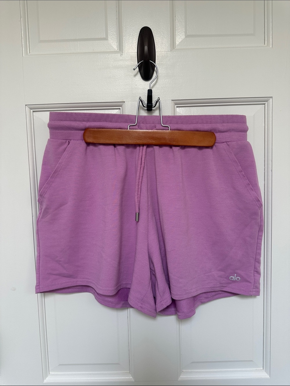 ALO Yoga Lavender Drawstring High-Rise Athletic Shorts